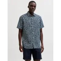 Jack & Jones Jprblasummer Linen Bl. Print Ss Shirt Ln - Navy - XL