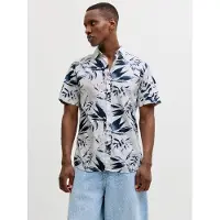 Jack & Jones Jjhonolulu Aop Shirt Ss - White - S