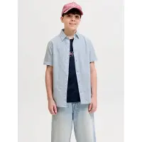 Jack & Jones Jjebreeze Linen Blend Shirt S/S Sn Jnr - Blue - 152
