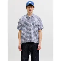 Jack & Jones Jorriviera Linen Blend Shirt Ss Ln - Blue - XL