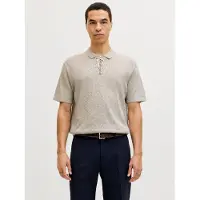 Jack & Jones Jjeemil Knit Zip Polo Ss Sn - Beige - L