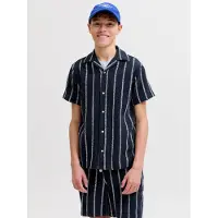 Jack & Jones Jjecoba Stripe Resort Shirt Ss Sn Jnr - Navy - 176