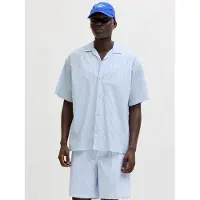 Jack & Jones Jjmilo Seersucker Resort Shirt Ss - Blue - XXL