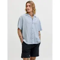 Jack & Jones Jjesummer Linen Blend Resort Shirt Ss Sn - Blue - M