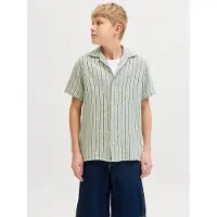 Jack & jones Jjecoba Stripe Resort Shirt Ss Sn Jnr - Beige - 176