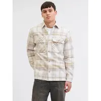 Jack & jones Jprrayle Melange Check L/S Overshirt Sn - Cream - S