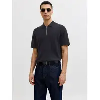 Jack & Jones Jjeemil Knit Zip Polo Ss Sn - Black - XL