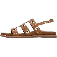 Carmela for woman. 16320801-CAMEL Leather Sandals 163208 brown (37), Flat, Buckle, Casual