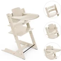 Stokke Tripp Trapp bundle tarjottimella Vanilla White sis.tuoli babyset tarjotin