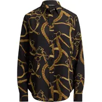 Ralph Lauren Classic Fit Belting-Print Crepe Shirt - Black - M