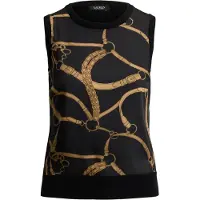 Ralph Lauren Belting-Print Sleeveless Sweater - Black - XS