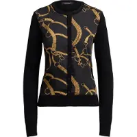Ralph Lauren Belting-Print Cotton-Blend Cardigan - Black - S