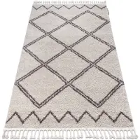 Rugsx Alfombra BERBER ASILA B5970 crema/marrón Franjas Bereber Marroquí Shaggy 140x190 cm
