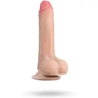 Lovetoy Sliding-Skin - kaksikerroksinen dildo - 18 cm - luonnollinen
