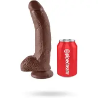 King Cock - dildo tapilla ja kiveksillä - 23cm - ruskea