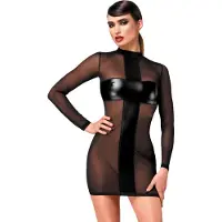 Noir Handmade F369 Crossfire Mesh & Wetlook Mini Dress