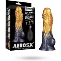 Vuxen Dual Density Inflatable Dildo Yellow/Blue 21 cm