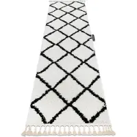 Rugsx Alfombra, alfombra de pasillo BERBER CROSS blanco – para la cocina, entrada, pasillo 70x200 cm
