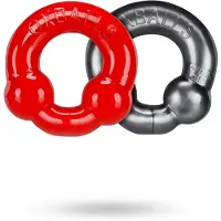 Vuxen Ultraballs Cock Rings Silver Steel &amp; Red