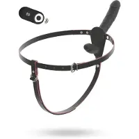 You2Toys - kaukosäätimellä varustettu kaksinkertainen strap-on-vibraattori (musta)