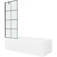 Mexen Vega suorakulmainen kylpyamme 170 x 70 cm kehyksellä ja yksisiipisellä suihkuseinällä 70 cm, musta kuvio