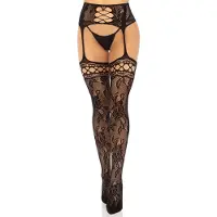 Leg avenue Rose Backseam Stockings With Garter Belt Black