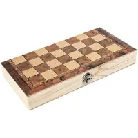 Semoic Puinen kokoontaitettava 3-in-1 shakkilauta backgammon taitto