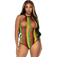 Leg avenue Rasta Bodysuit With Snap Crotch - Onesize