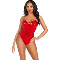 Leg avenue Sequin Boned Bodysuit Red
