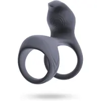 Beau Coeur Vylor - penis- ja kivesten rengas klitoriskiihottimella - harmaa