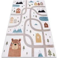Rugsx Alfombra FUN Polar para niños calles, bosque, crema 200x290 cm