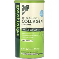 Great Lakes Wellness , Nopea Liukeneva Kollageenipeptidit, Päivittäinen Hyvinvointi, Maultamaton, 16 oz (454 g)