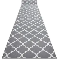 Rugsx Alfombra de pasillo con refuerzo de goma 133 cm Enrejado Trébol marroquí gris Trellis 30352 133x620 cm