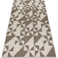 Rugsx Alfombra de cuerda sisal FLOORLUX 20489 Triángulos color champagne/gris pardo 160x230 cm