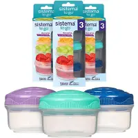 Sistema Snack Pots Mini Bites TO GO | 130 ml | Pinottavat kannelliset välipalarasiat | BPA-vapaa | Sinivihreät ja siniset kannet | 9 Laske