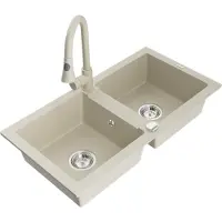 Mexen Mario 2-osainen graniittiallas Elia keittiöhanalla, beige - 6504-69-670101-69
