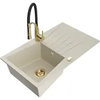 Mexen Cesar Graniittinen 1-allasinen tiskiallas valutustasolla ja hanalla Aster, beige - 6514-69-73450-57-G