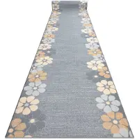 Rugsx Alfombra de pasillo con refuerzo de goma MARGARETKA flor, gris 120 cm 120x680 cm