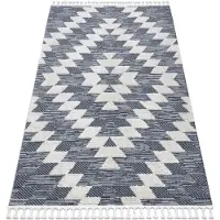 Rugsx Alfombra SEVILLA Z250A diamantes azul / gris Franjas Bereber Marroquí Shaggy 120x170 cm