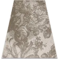 Rugsx Alfombra de cuerda sisal FLOORLUX 20491 Flores color champagne/gris oscuro 60x110 cm