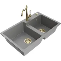 Mexen Granitiitti keittiöallas Tomas hanalla ja vesilukolla, Grey/Gold