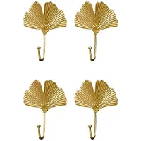 Typecat 2X Coat Hooks Gold Hanging Holder for Key, Decorative Leaves Metal Hooks Wall Mounted Hooks Hanger