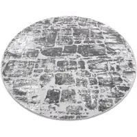 Rugsx Alfombra MEFE moderna Circulo 6184 Pavimentación ladrillo - Structural dos niveles de vellón gris oscuro circulo 200 cm