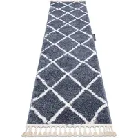 Rugsx Alfombra, alfombra de pasillo BERBER CROSS gris – para la cocina, entrada, pasillo 60x250 cm