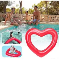 MaxPower Puhallettava uimapatja "Pink Heart", punainen uimarengas rannalle ja uima-altaalle