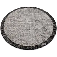 Rugsx Alfombra de cuerda sisal FLOORLUX Circulo 20401 Marco plateado/negro circulo 120 cm