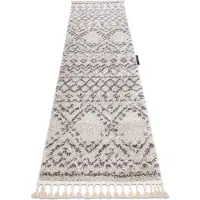 Rugsx Alfombra, alfombra de pasillo BERBER RABAT crema – para la cocina, entrada, pasillo 60x200 cm