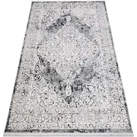 Rugsx Alfombra moderna REBEC franjas 51122A - dos niveles de vellón crema / azul oscuro 80x150 cm