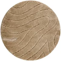 Rugsx Alfombra de baño SUPREME círculo WAVES, ondas, antideslizante, suave - beige circulo 100 cm