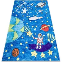 Rugsx Alfombra lavable BAMBINO 2265 Cohete espacial para niños antideslizante - azul 80x150 cm